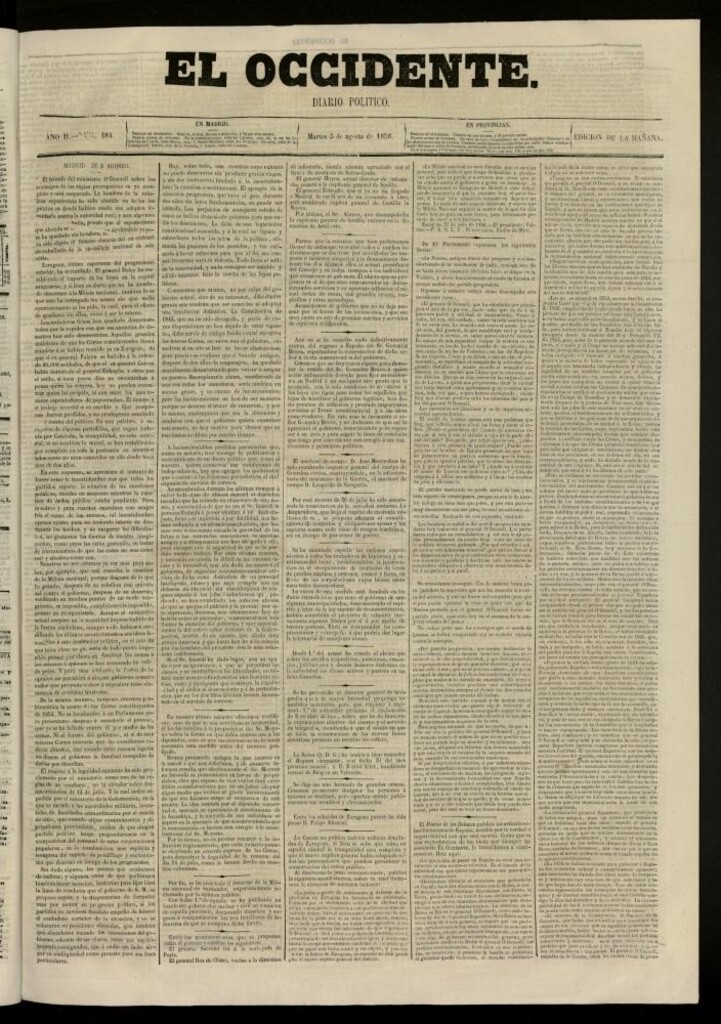Miniatura de El Occidente: diario político del 5 de agosto de 1856, nº 484