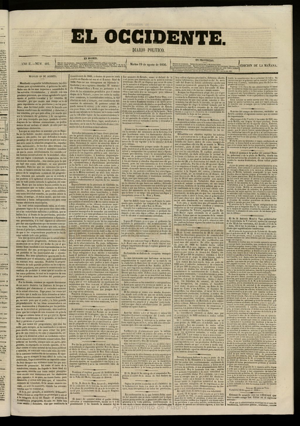 Miniatura de El Occidente: diario político del 19 de agosto de 1856, nº 497