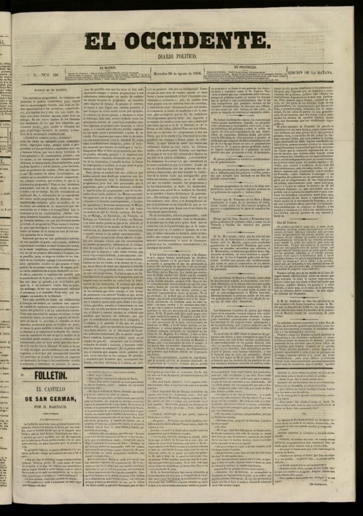 Miniatura de El Occidente: diario político del 20 de agosto de 1856, nº 498