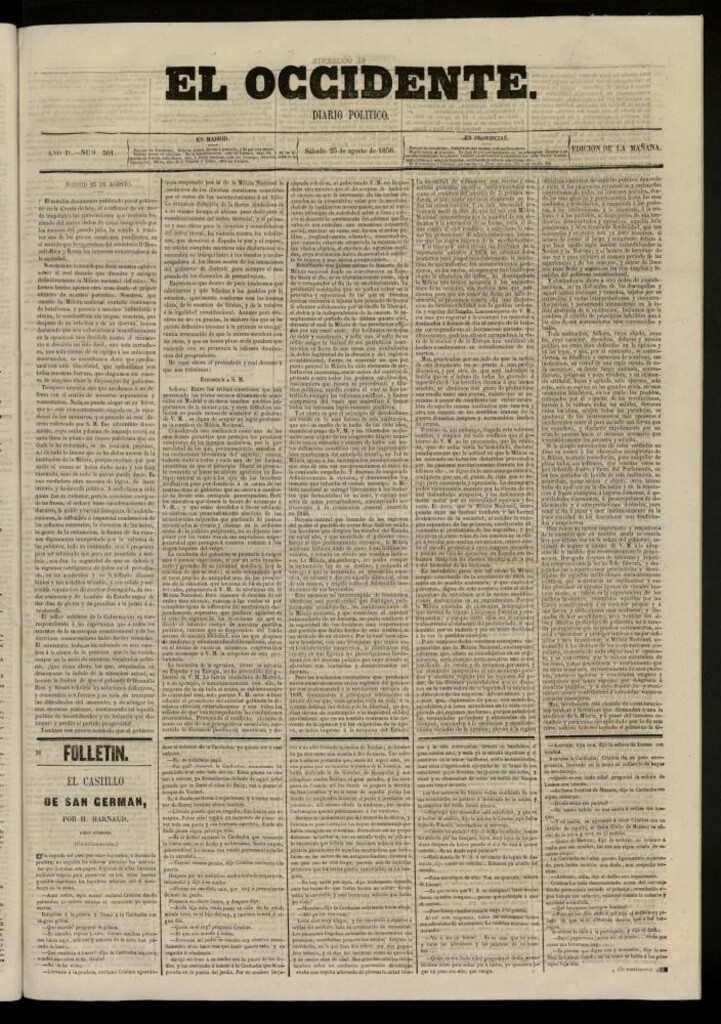 Miniatura de El Occidente: diario político del 23 de agosto de 1856, nº 501