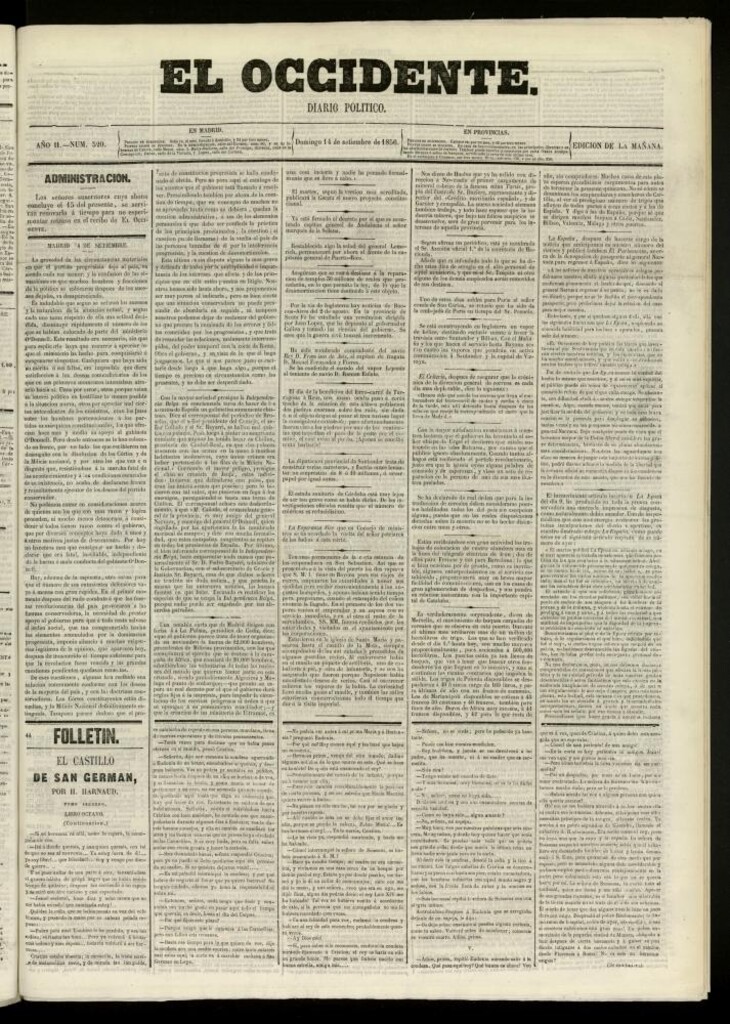 Miniatura de El Occidente: diario político del 14 de septiembre de 1856, nº 520