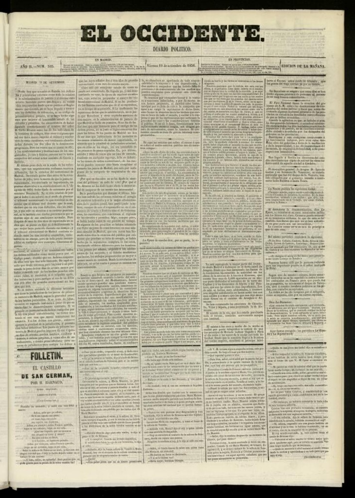 Miniatura de El Occidente: diario político del 19 de septiembre de 1856, nº 525