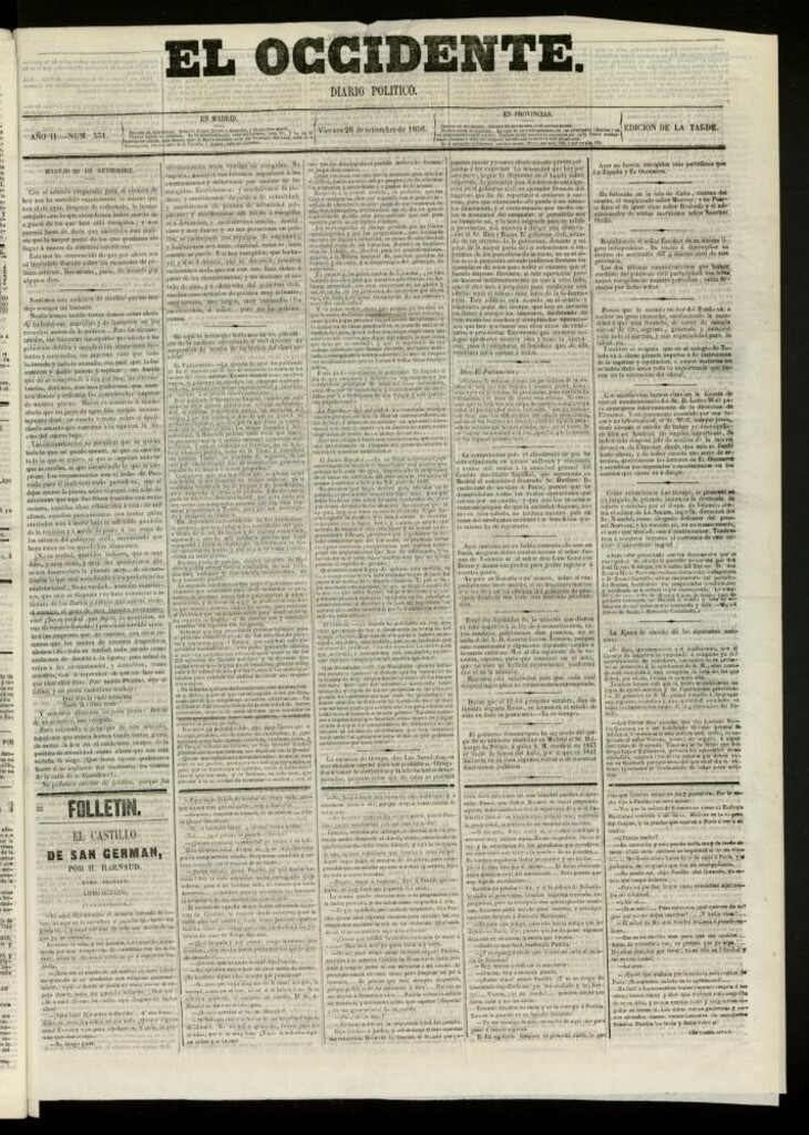 Miniatura de El Occidente: diario político del 26 de septiembre de 1856, nº 531