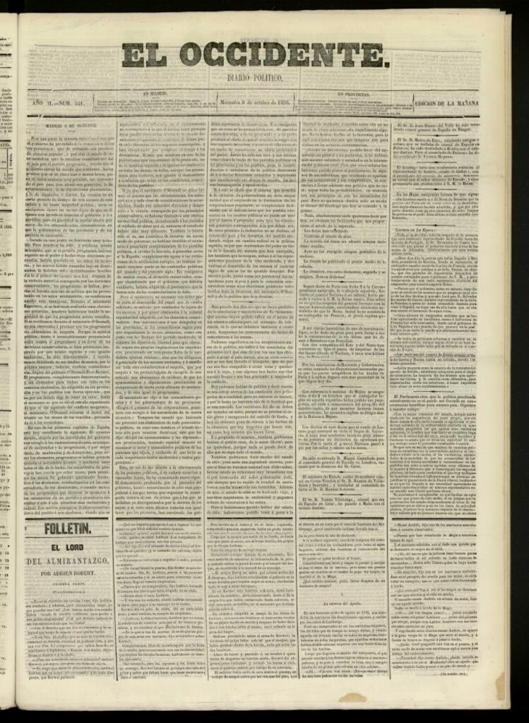 Miniatura de El Occidente: diario político del 8 de octubre de 1856, nº 541