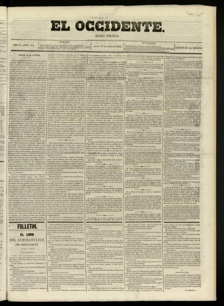 Miniatura de El Occidente: diario político del 11 de octubre de 1856, nº 544