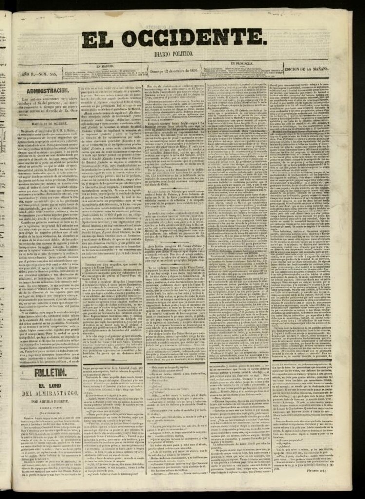 Miniatura de El Occidente: diario político del 12 de octubre de 1856, nº 545