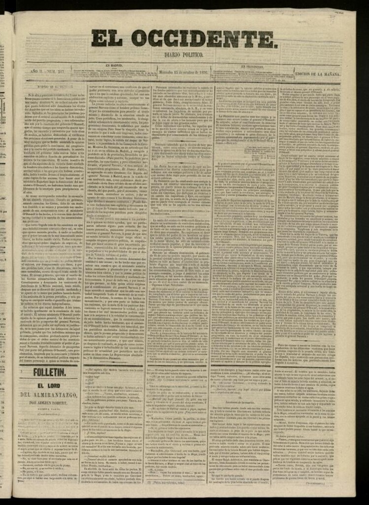 Miniatura de El Occidente: diario político del 15 de octubre de 1856, nº 547