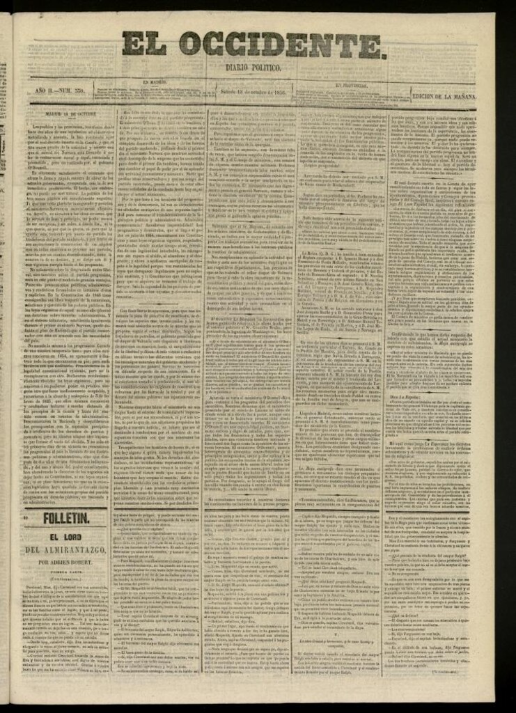 Miniatura de El Occidente: diario político del 18 de octubre de 1856, nº 550