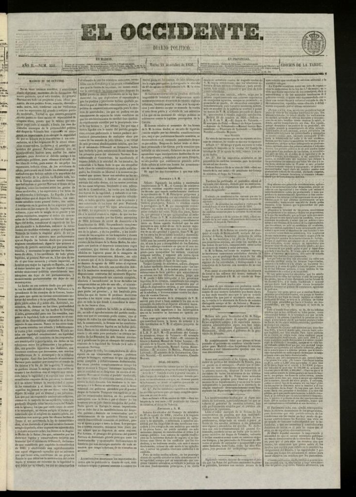 Miniatura de El Occidente: diario político del 21 de octubre de 1856, nº 552