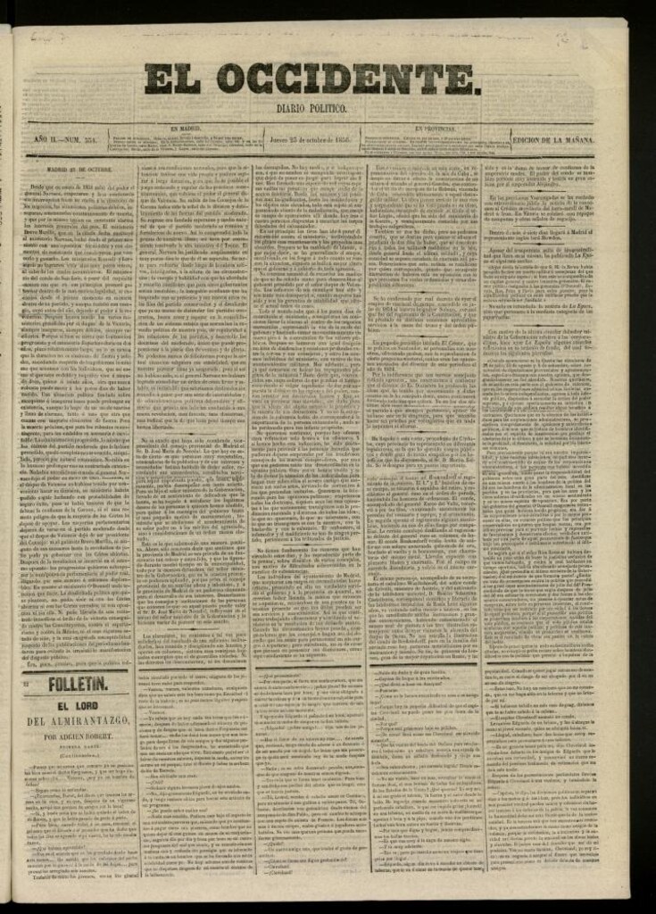 Miniatura de El Occidente: diario político del 23 de octubre de 1856, nº 554