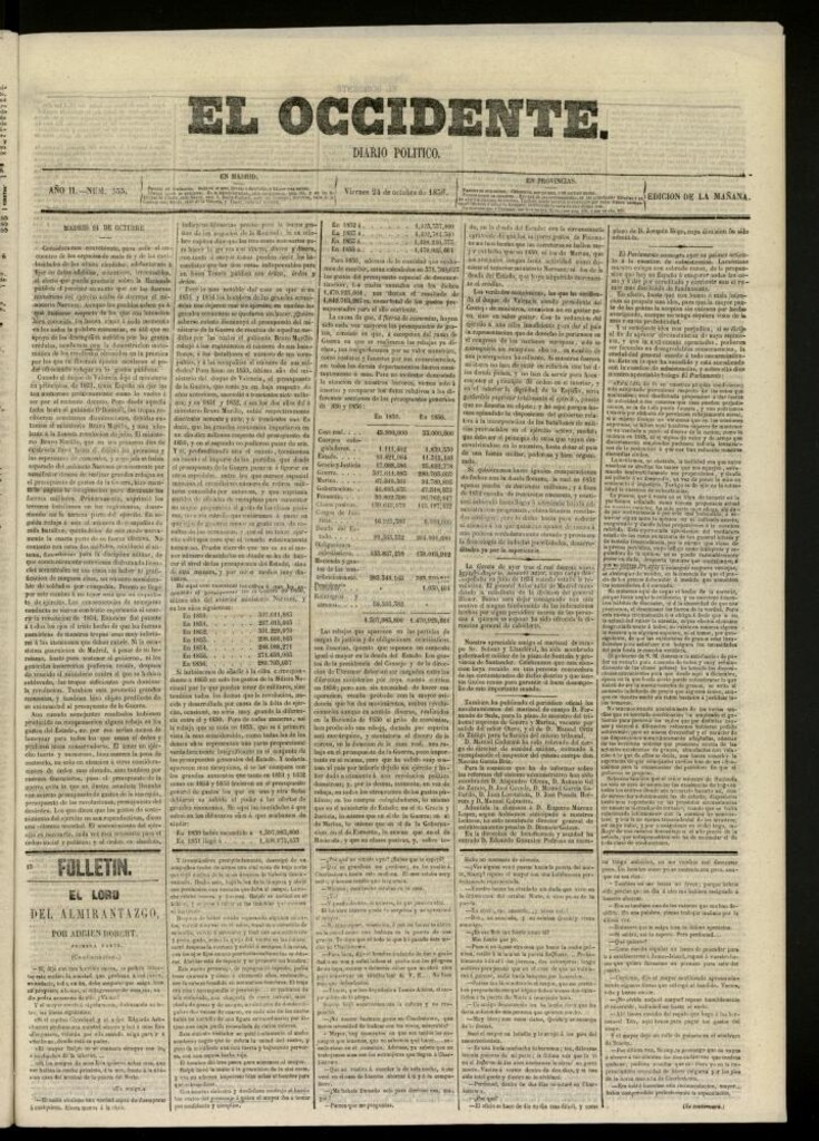 Miniatura de El Occidente: diario político del 24 de octubre de 1856, nº 555