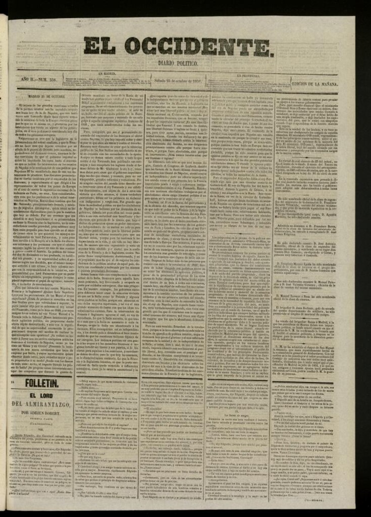 Miniatura de El Occidente: diario político del 25 de octubre de 1856, nº 556