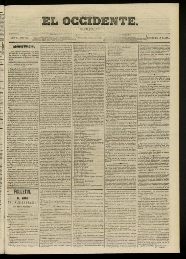 Miniatura de El Occidente: diario político del 28 de octubre de 1856, nº 558