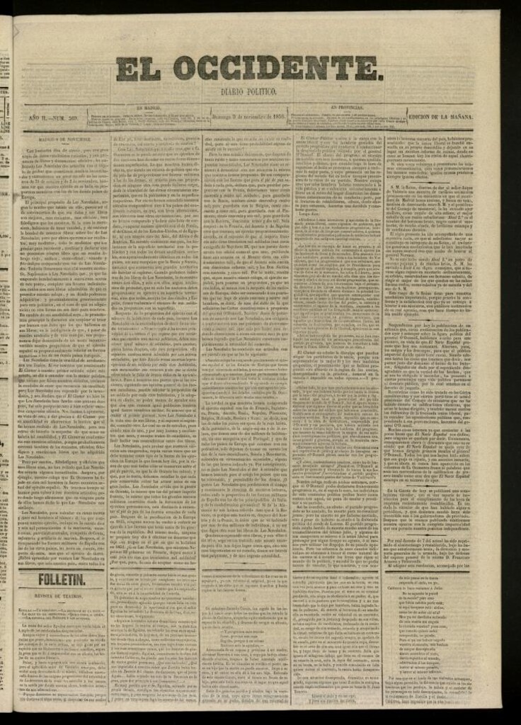 Miniatura de El Occidente: diario político del 9 de noviembre de 1856, nº 569