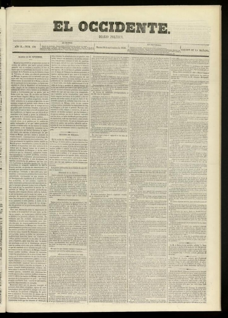 Miniatura de El Occidente: diario político del 18 de noviembre de 1856, nº 576