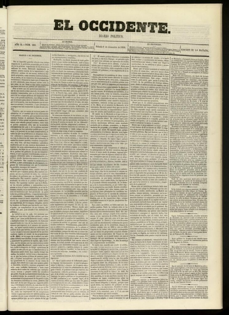 Miniatura de El Occidente: diario político del 6 de diciembre de 1856, nº 592