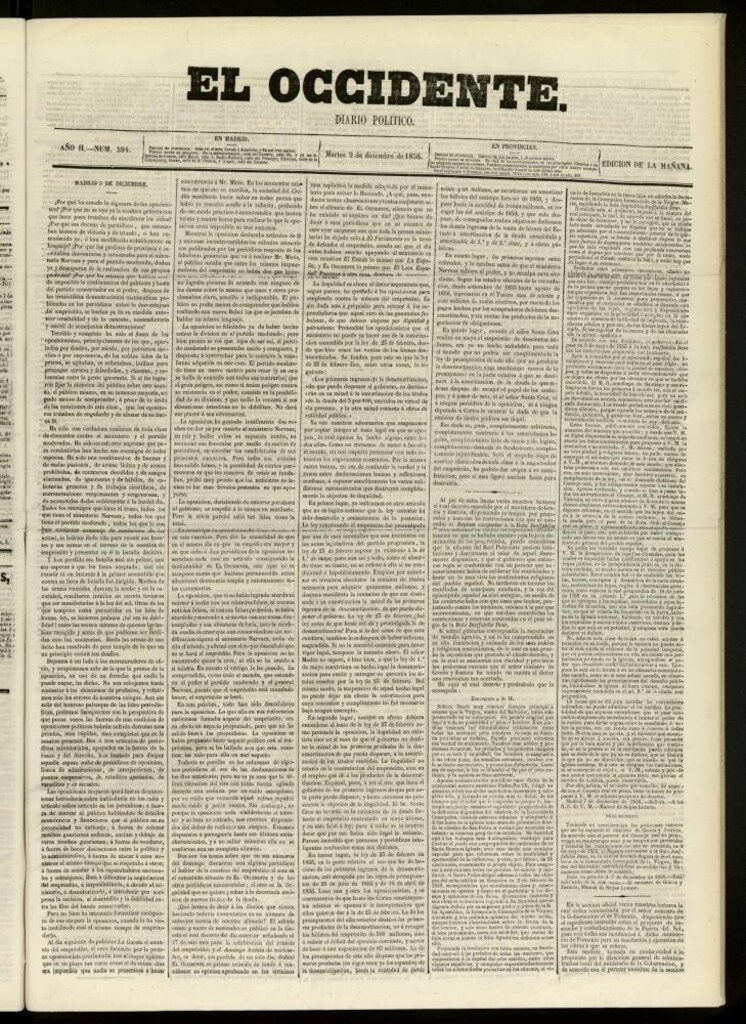 Miniatura de El Occidente: diario político del 9 de diciembre de 1856, nº 594