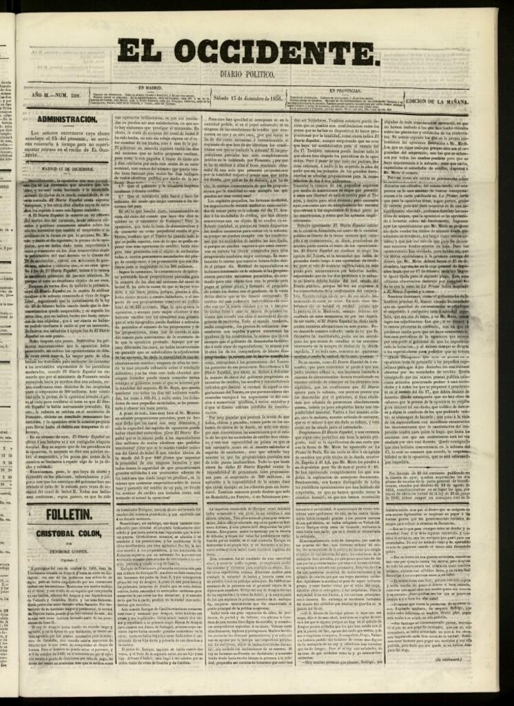 Miniatura de El Occidente: diario político del 13 de diciembre de 1856, nº 598