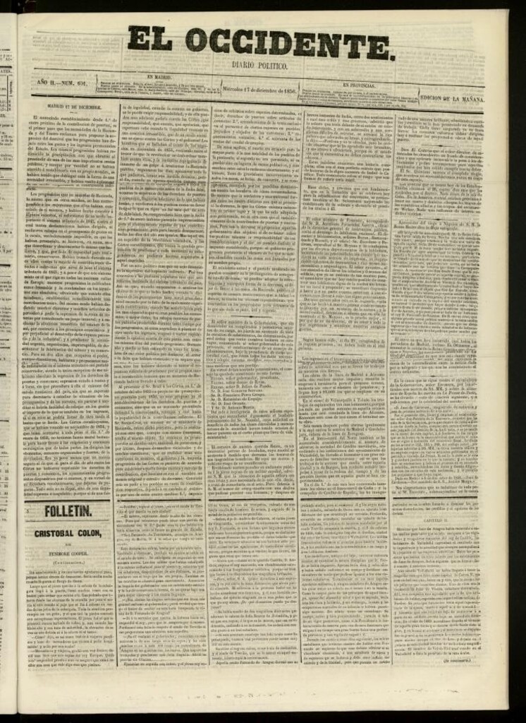 Miniatura de El Occidente: diario político del 17 de diciembre de 1856, nº 601