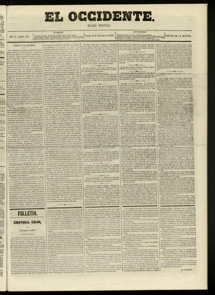Miniatura de El Occidente: diario político del 19 de diciembre de 1856, nº 603