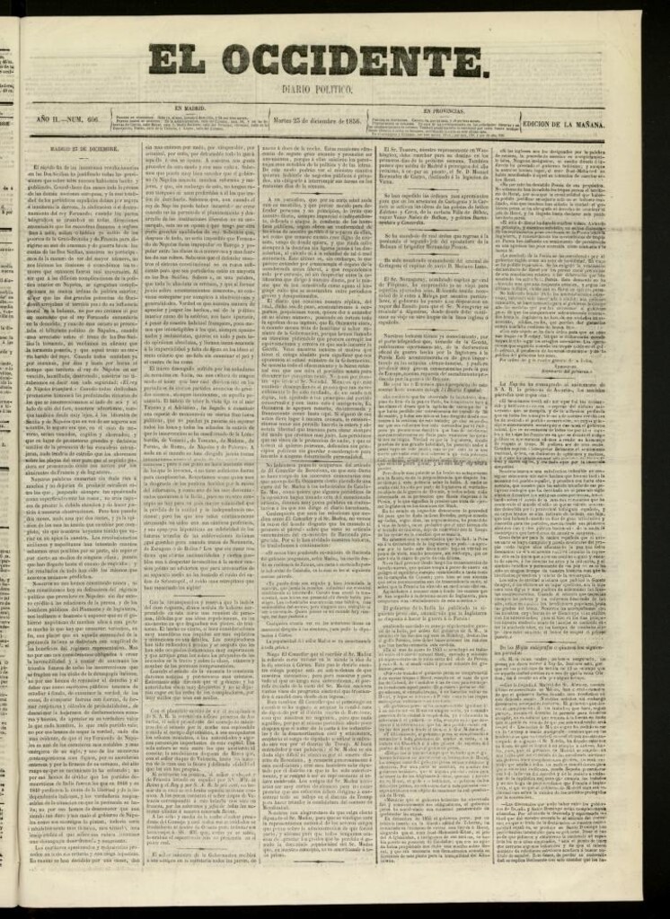 Miniatura de El Occidente: diario político del 23 de diciembre de 1856, nº 606