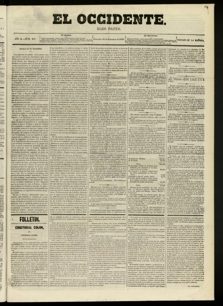 Miniatura de El Occidente: diario político del 24 de diciembre de 1856, nº 607