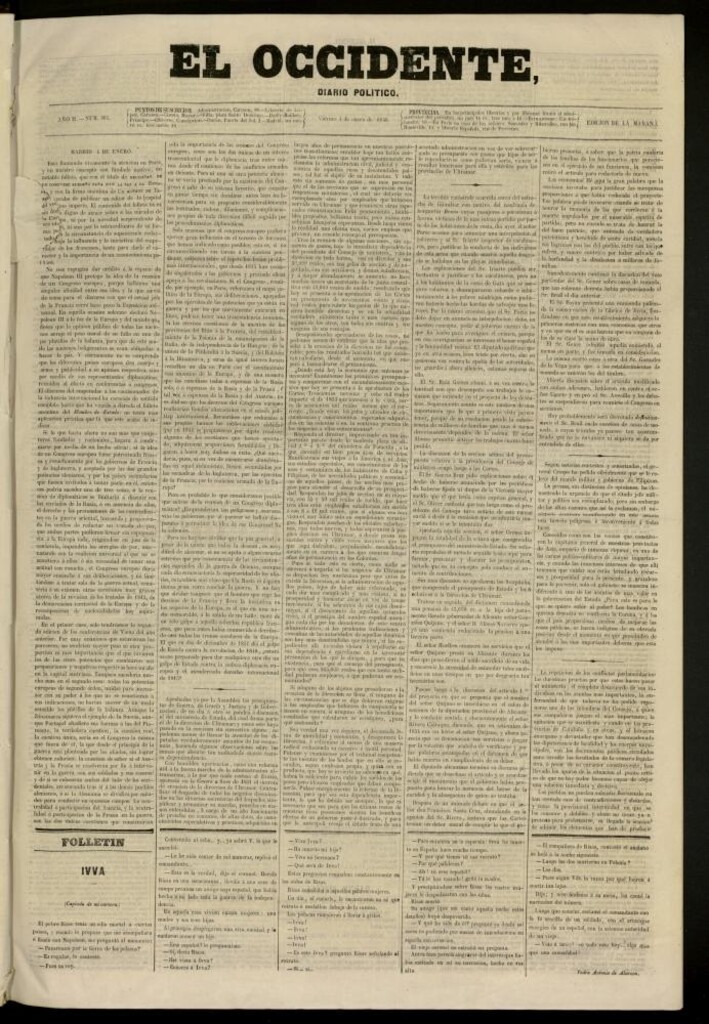 Miniatura de El Occidente: diario político del 4 de enero de 1856, nº 305 [sic]