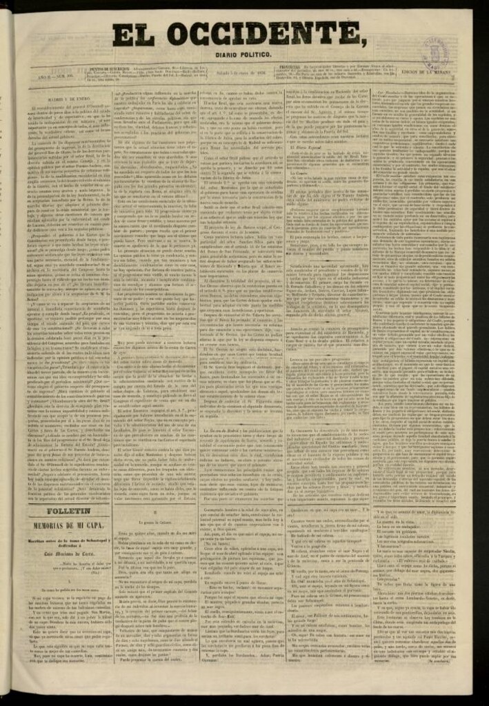 Miniatura de El Occidente: diario político del 5 de enero de 1856, nº 306