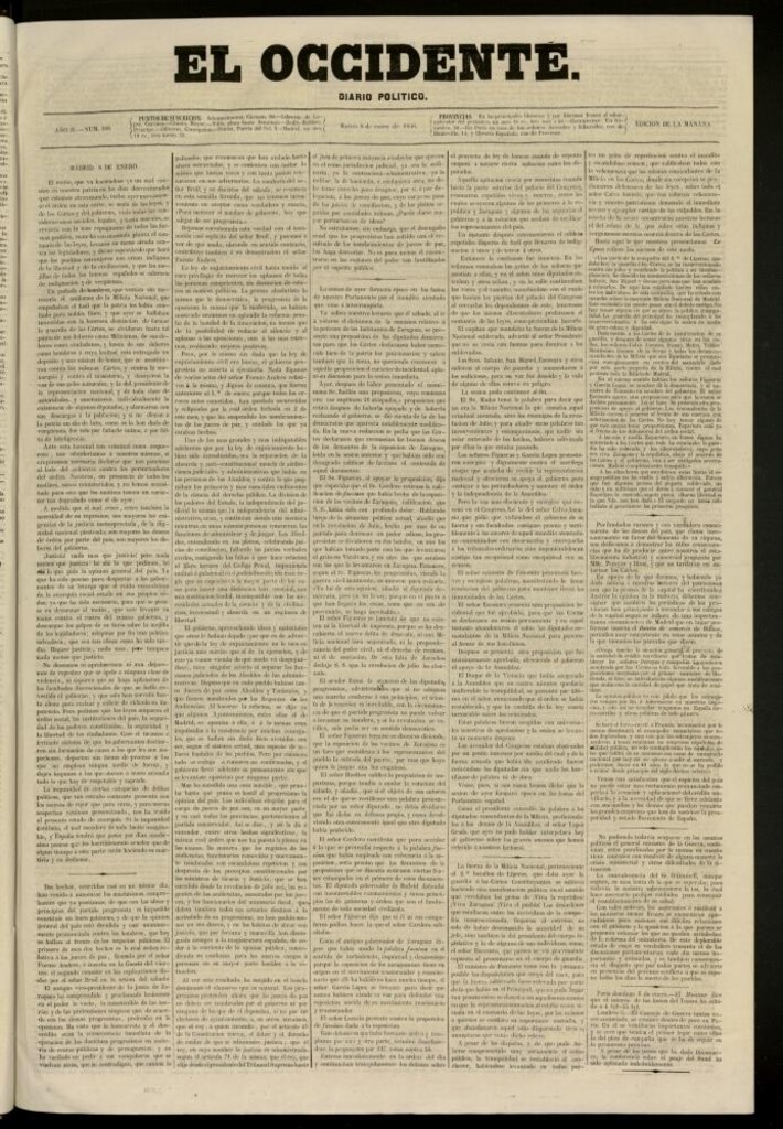 Miniatura de El Occidente: diario político del 8 de enero de 1856, nº 308
