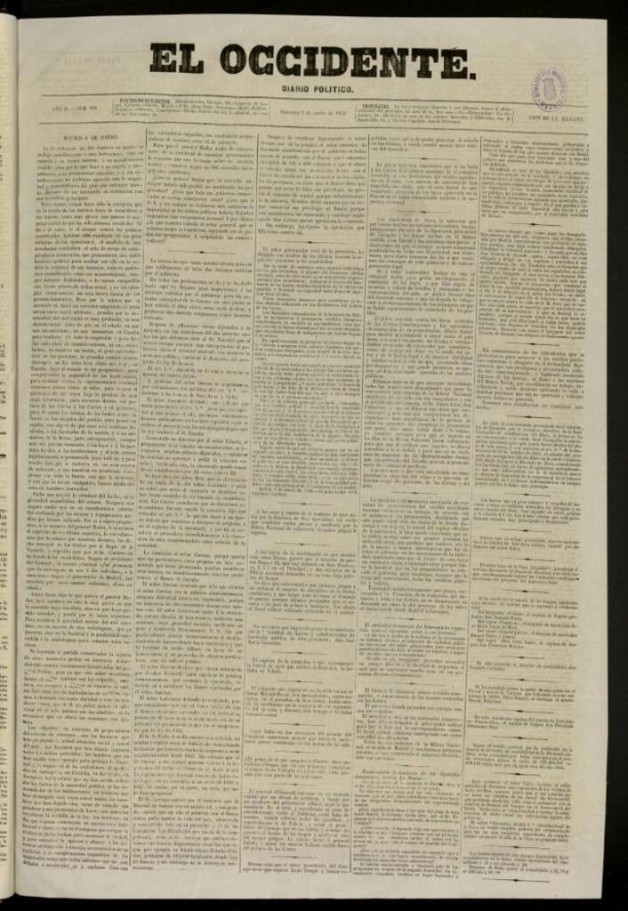 Miniatura de El Occidente: diario político del 9 de enero de 1856, nº 309
