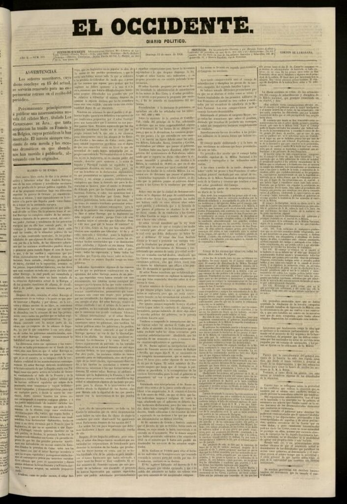 Miniatura de El Occidente: diario político del 13 de enero de 1856, nº 313