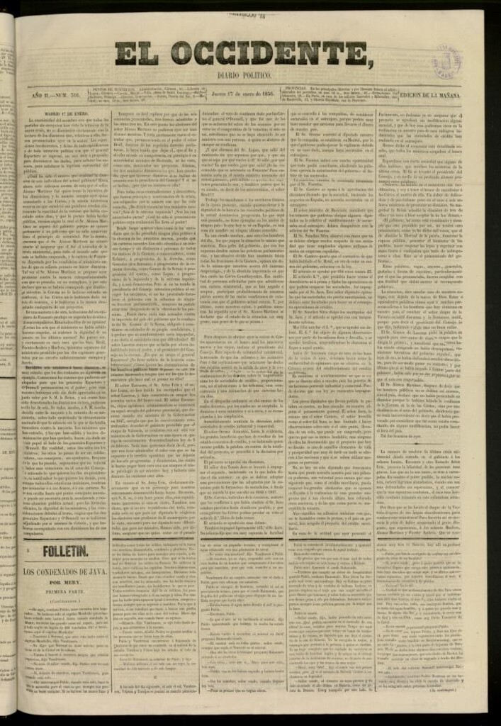 Miniatura de El Occidente: diario político del 17 de enero de 1856, nº 316
