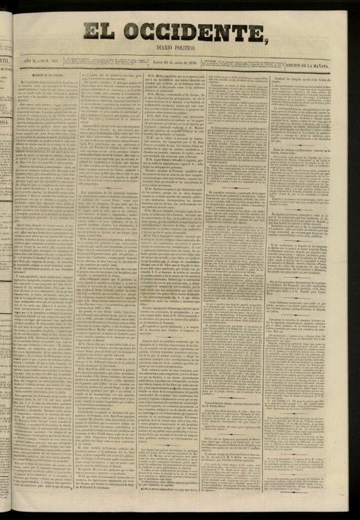 Miniatura de El Occidente: diario político del 24 de enero de 1856, nº 322