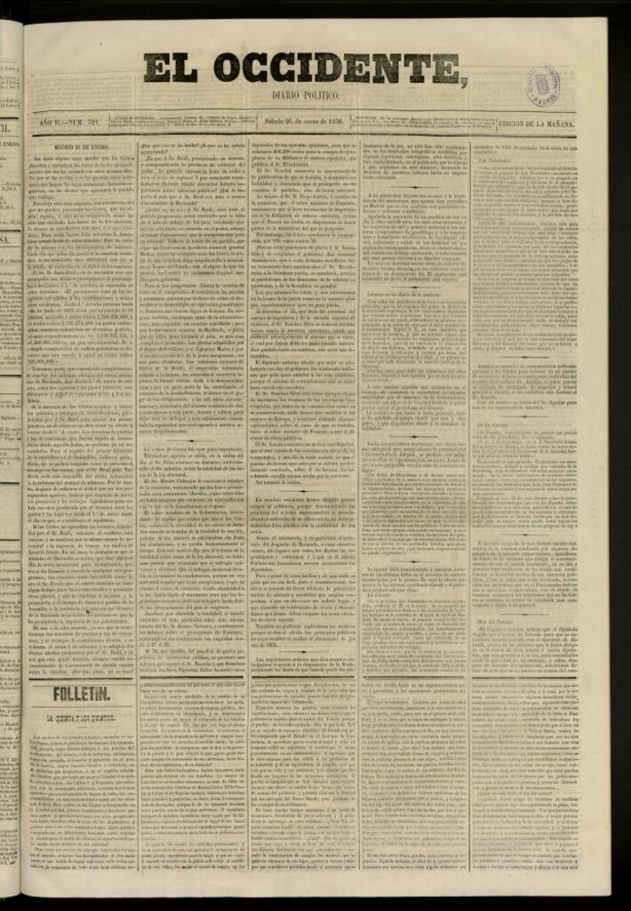 Miniatura de El Occidente: diario político del 26 de enero de 1856, nº 324