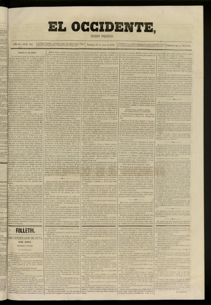 Miniatura de El Occidente: diario político del 27 de enero de 1856, nº 325