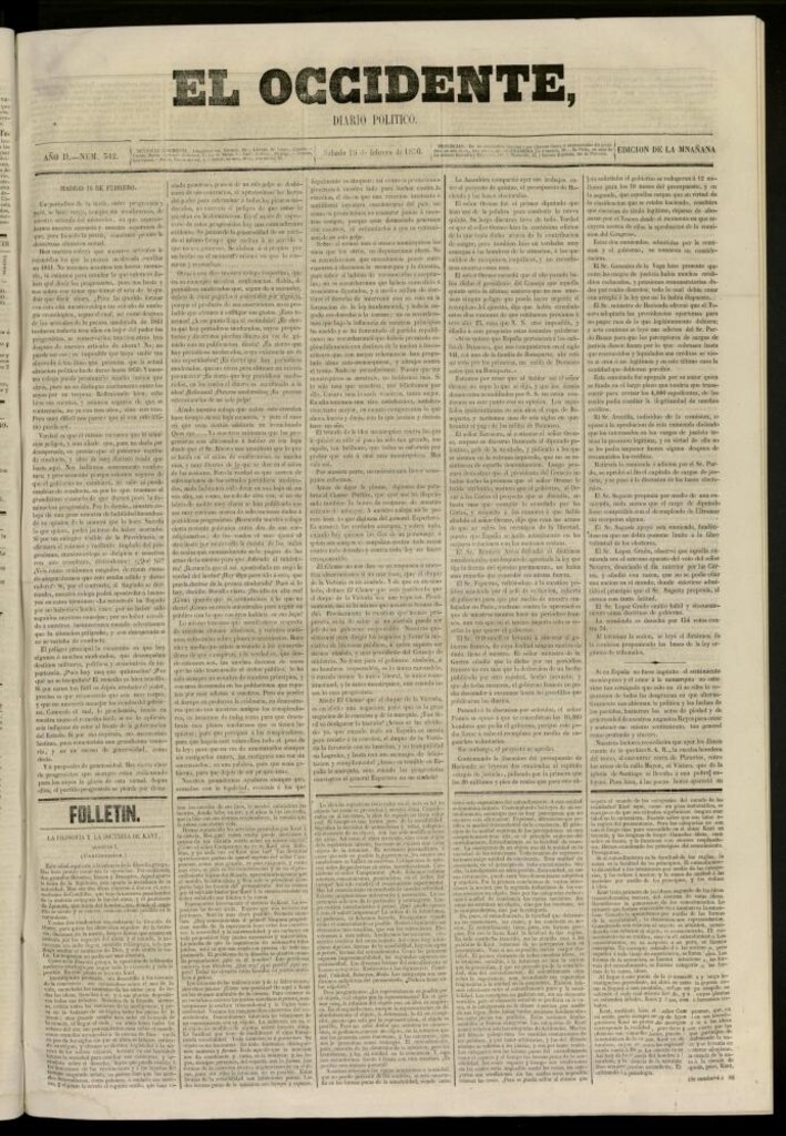 Miniatura de El Occidente: diario político del 16 de febrero de 1856, nº 342