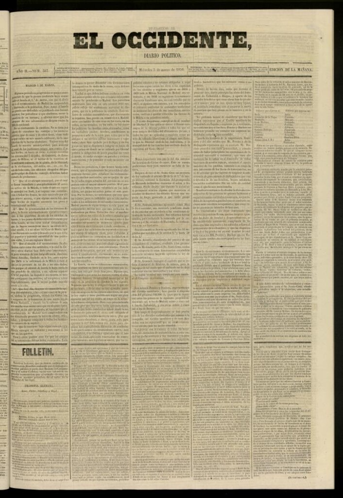 Miniatura de El Occidente: diario político del 5 de marzo de 1856, nº 357