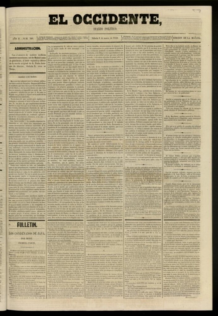 Miniatura de El Occidente: diario político del 8 de marzo de 1856, nº 360