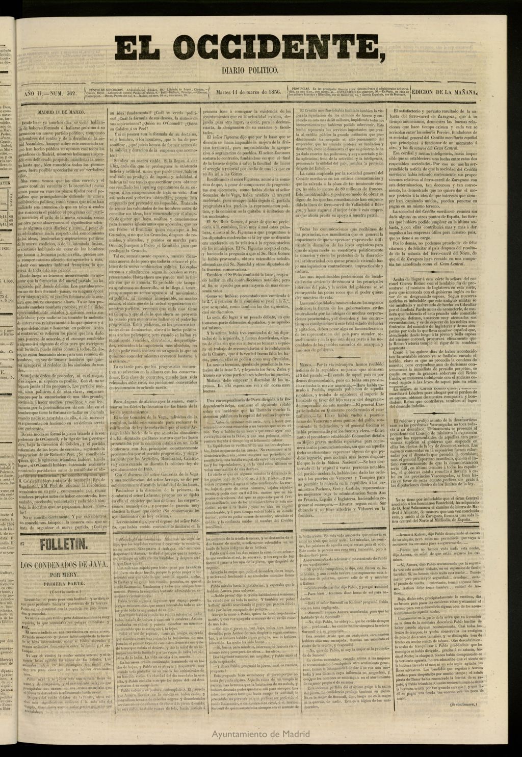 Miniatura de El Occidente: diario político del 11 de marzo de 1856, nº 362
