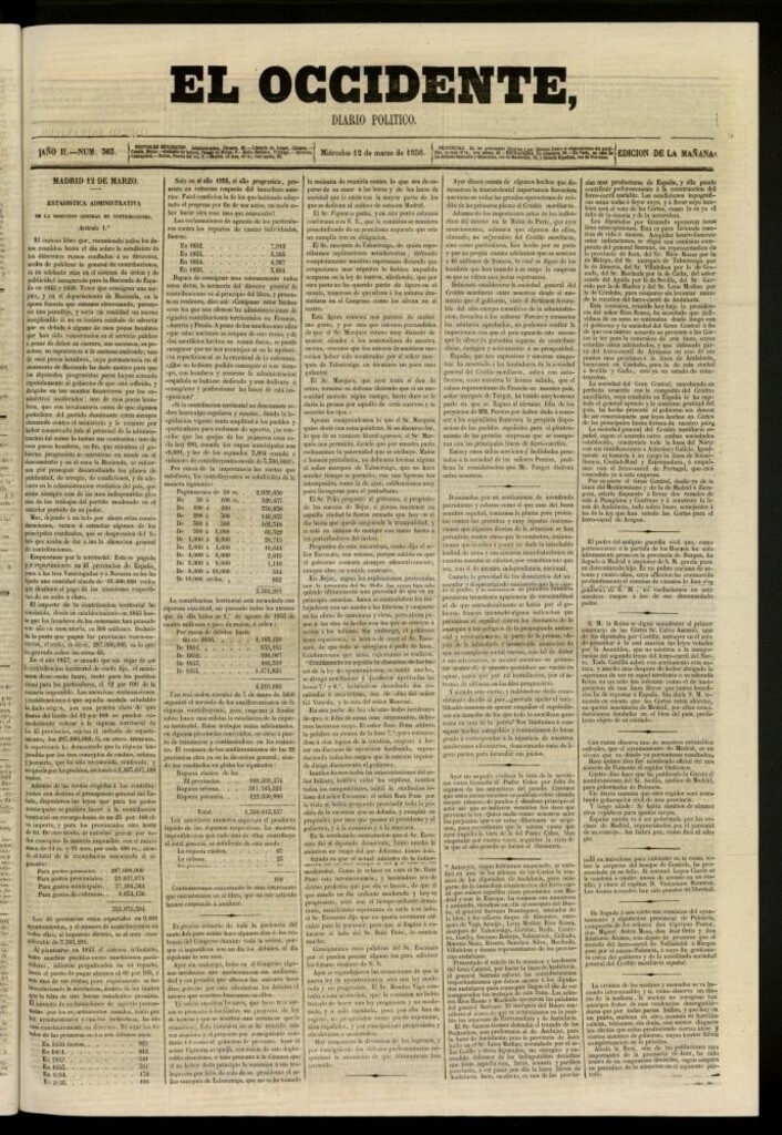 Miniatura de El Occidente: diario político del 12 de marzo de 1856, nº 363