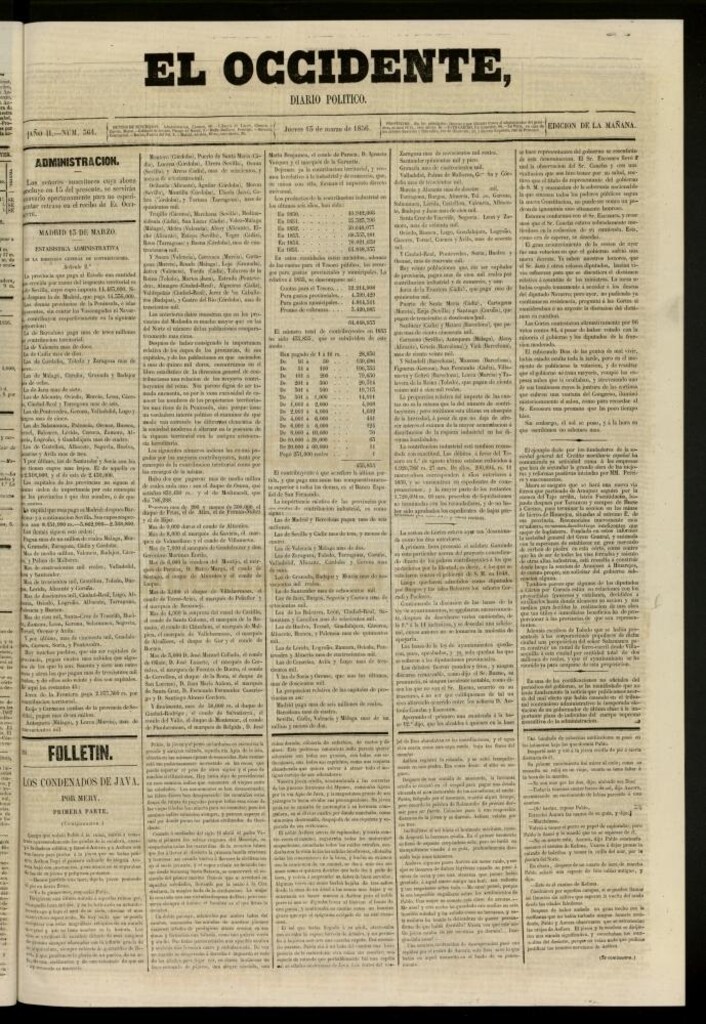 Miniatura de El Occidente: diario político del 13 de marzo de 1856, nº 364