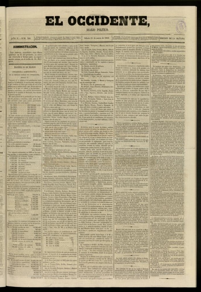 Miniatura de El Occidente: diario político del 15 de marzo de 1856, nº 366
