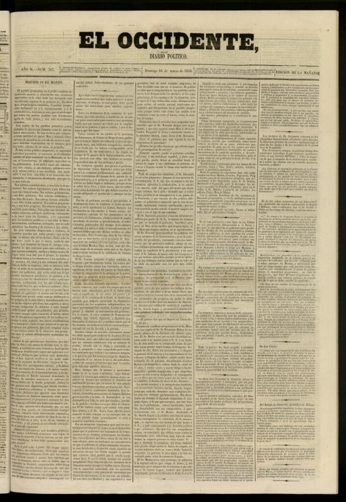 Miniatura de El Occidente: diario político del 16 de marzo de 1856, nº 367