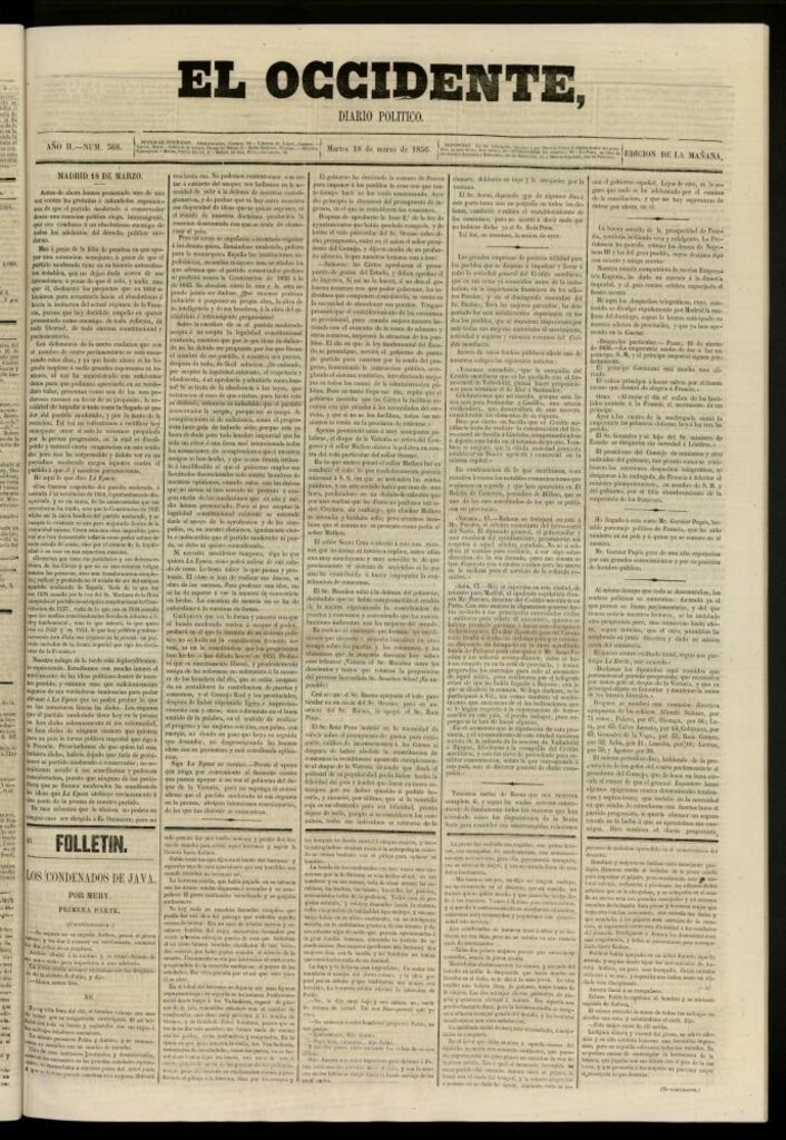 Miniatura de El Occidente: diario político del 18 de marzo de 1856, nº 368