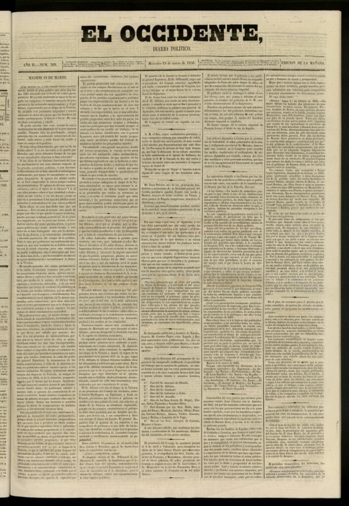 Miniatura de El Occidente: diario político del 19 de marzo de 1856, nº 369