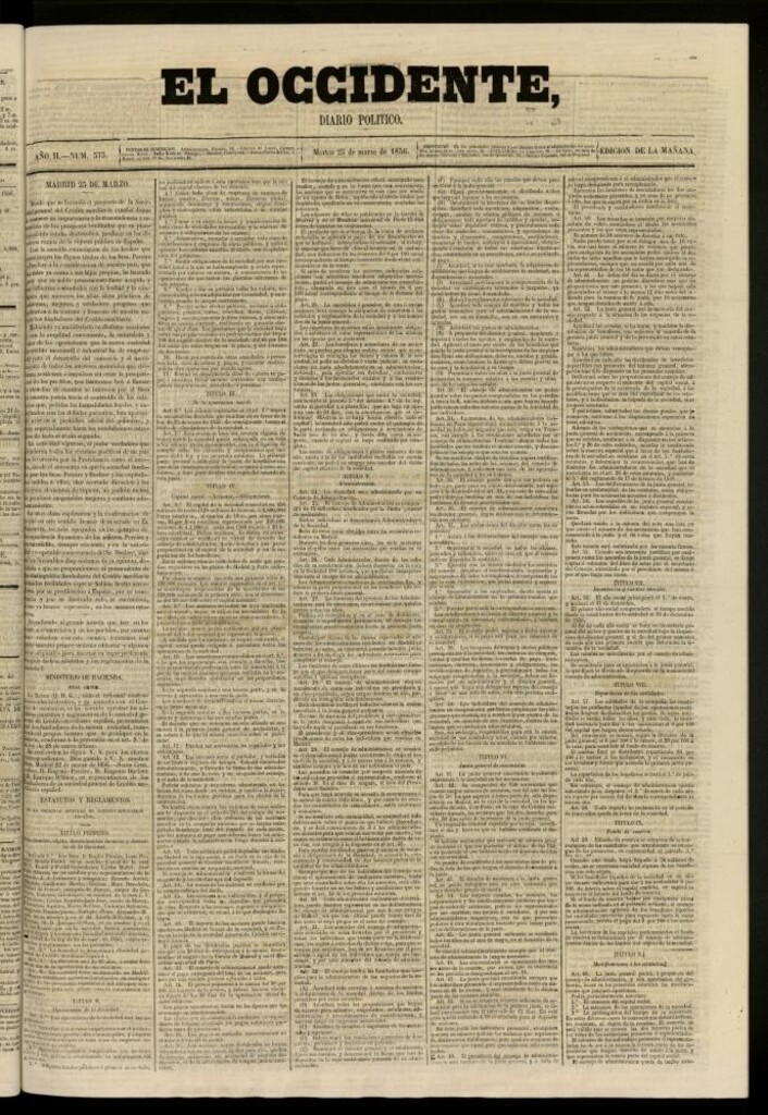 Miniatura de El Occidente: diario político del 25 de marzo de 1856, nº 373