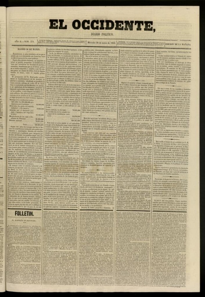 Miniatura de El Occidente: diario político del 26 de marzo de 1856, nº 374