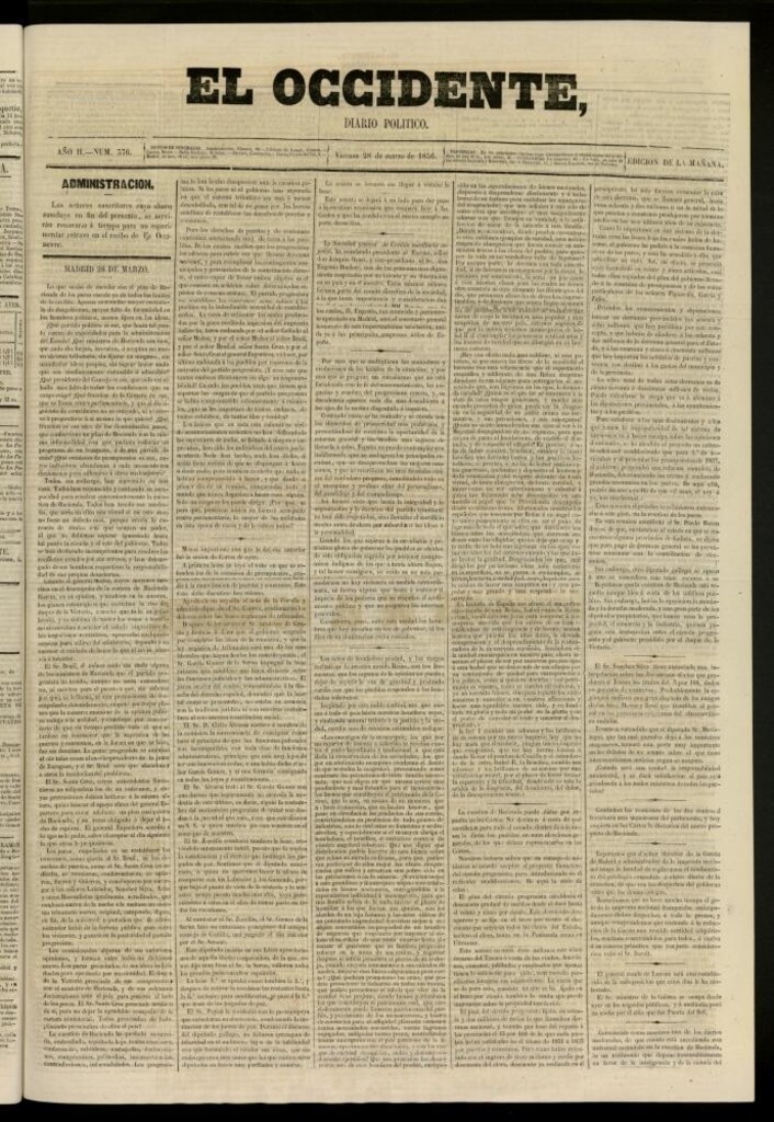 Miniatura de El Occidente: diario político del 28 de marzo de 1856, nº 376