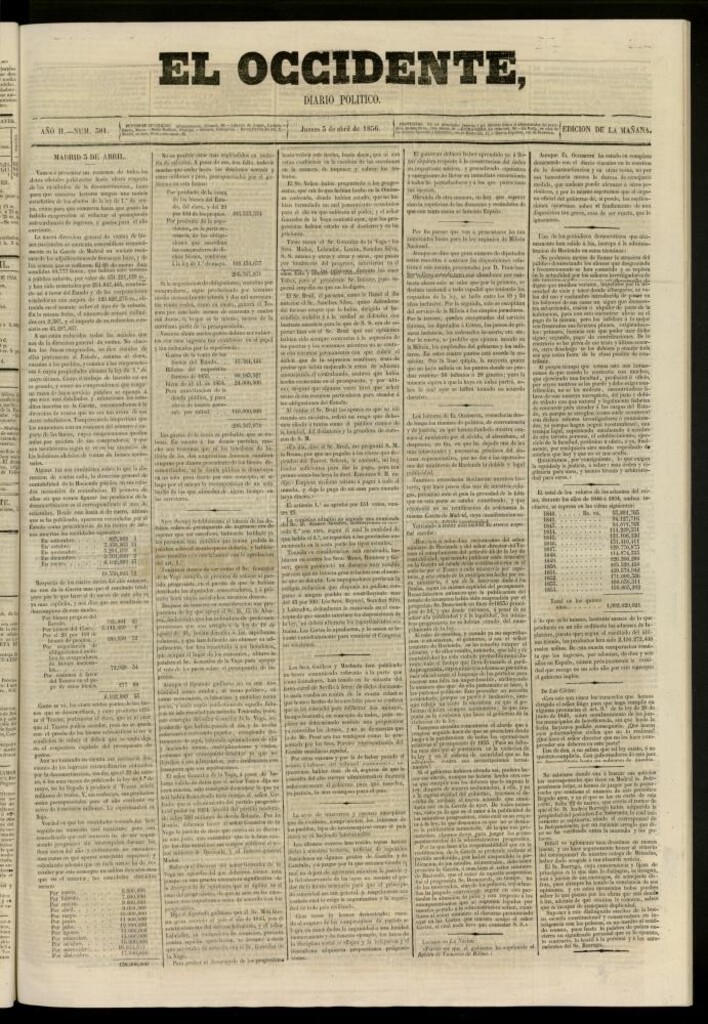Miniatura de El Occidente: diario político del 3 de abril de 1856, nº 381