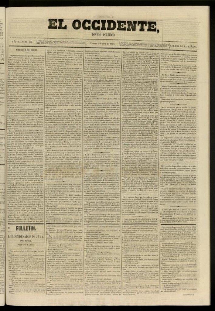 Miniatura de El Occidente: diario político del 4 de abril de 1856, nº 382